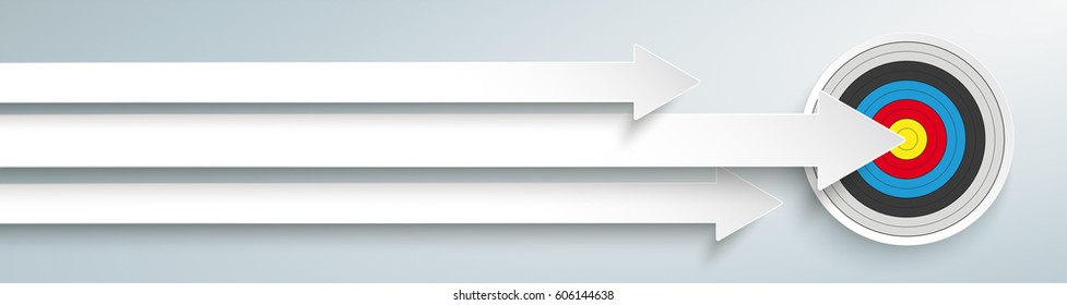White arrows with target on the grey background. Eps 10 vector file.