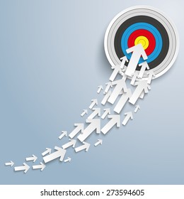 White arrows with targeton the gray background. Eps 10 vector file.