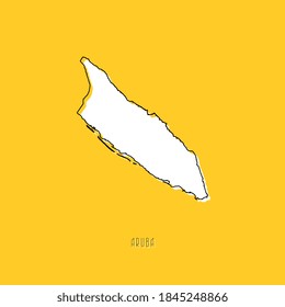 White ARUBA country map with black outline on yellow background. Simple geographic territory template concept. Vector ilustration easy to edit and customize. EPS10