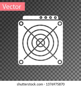 White ASIC Miner icon isolated on transparent background. Cryptocurrency mining equipment and hardware. Application specific integrated circuit. Vector Illustration