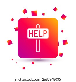 White Ask for help text icon isolated on white background. Square color button. Vector