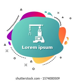 White Assembly line icon isolated on white background. Automatic production conveyor. Robotic industry concept. Abstract banner with liquid shapes. Vector Illustration
