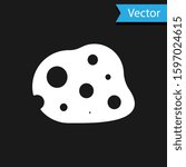 White Asteroid icon isolated on black background.  Vector Illustration