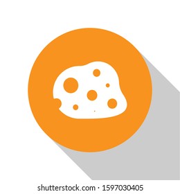 White Asteroid icon isolated on white background. Orange circle button. Vector Illustration