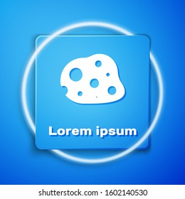 White Asteroid icon isolated on blue background. Blue square button. Vector Illustration