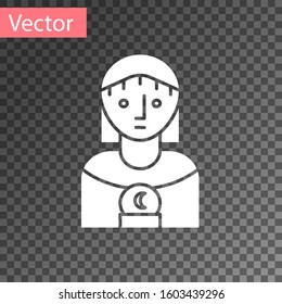 White Astrology woman icon isolated on transparent background.  Vector Illustration