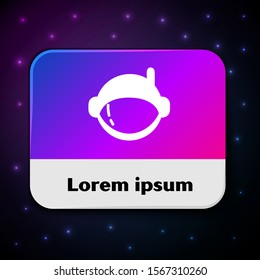 White Astronaut helmet icon isolated on black background. Rectangle color button. Vector Illustration