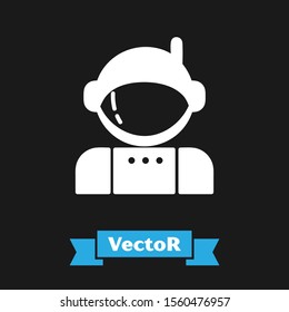 White Astronaut icon isolated on black background.  Vector Illustration
