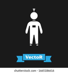 White Astronaut icon isolated on black background.  Vector Illustration