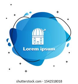 White Astronomical observatory icon isolated on white background. Abstract banner with liquid shapes. Vector Illustration