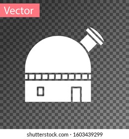 White Astronomical observatory icon isolated on transparent background.  Vector Illustration