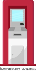 White ATM machine, illustration, vector on white background.