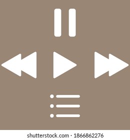 white audio icons on gray background, vector illustration