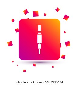 White Audio jack icon isolated on white background. Audio cable for connection sound equipment. Plug wire. Musical instrument. Square color button. Vector Illustration