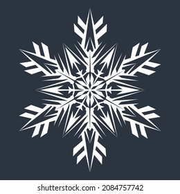 White author's six-pointed snowflake on a dark background