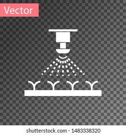 White Automatic irrigation sprinklers icon isolated on transparent background. Watering equipment. Garden element. Spray gun icon.  Vector Illustration