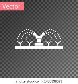 White Automatic irrigation sprinklers icon isolated on transparent background. Watering equipment. Garden element. Spray gun icon.  Vector Illustration