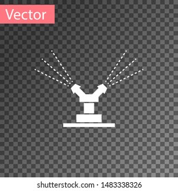 White Automatic irrigation sprinklers icon isolated on transparent background. Watering equipment. Garden element. Spray gun icon.  Vector Illustration