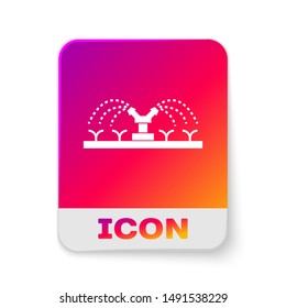 White Automatic irrigation sprinklers icon isolated on white background. Watering equipment. Garden element. Spray gun icon. Rectangle color button. Vector Illustration
