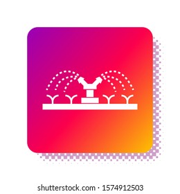 White Automatic irrigation sprinklers icon isolated on white background. Watering equipment. Garden element. Spray gun icon. Square color button. Vector Illustration
