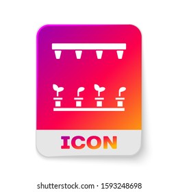 White Automatic irrigation sprinklers icon isolated on white background. Watering equipment. Garden element. Spray gun icon. Rectangle color button. Vector Illustration