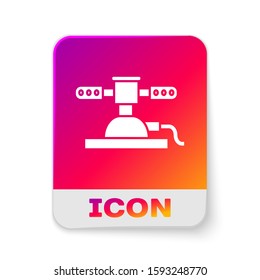 White Automatic irrigation sprinklers icon isolated on white background. Watering equipment. Garden element. Spray gun icon. Rectangle color button. Vector Illustration