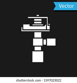 White Automatic irrigation sprinklers icon isolated on black background. Watering equipment. Garden element. Spray gun icon.  Vector Illustration