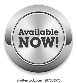 White available now button with metallic border on white background