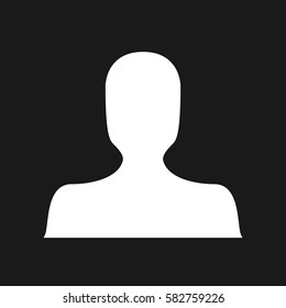 White avatar silhouette default anonymous faceless unisex profile picture person human social media user icon on a dark background simple trendy minimalistic flat isolated design vector image