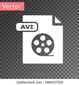 White AVI file document. Download avi button icon isolated on transparent background. AVI file symbol.  Vector Illustration