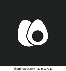 white avocado icon on black background