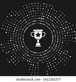 White Award cup icon isolated on grey background. Winner trophy symbol. Championship or competition trophy. Sports achievement sign. Abstract circle random dots. Vector Illustration