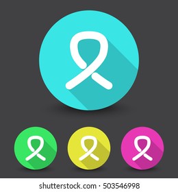 White Awareness Ribbon icon in different colors set