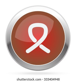 White Awareness Ribbon icon on red web app button