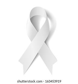 White awareness ribbon isolated on white background.