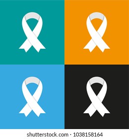 white awareness ribbons on color backgrounds