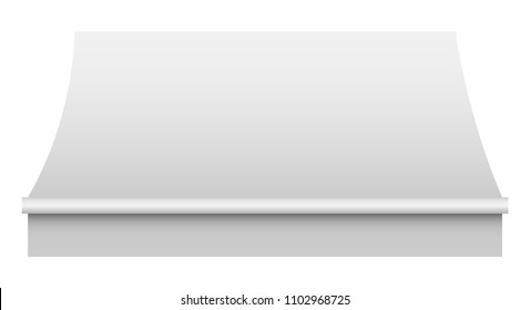 White awning mockup. Realistic illustration of white awning vector mockup for web design isolated on white background
