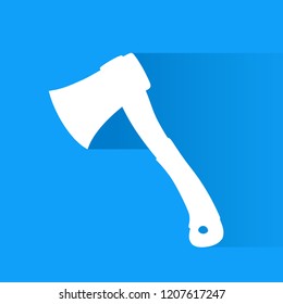 white axe with shadow on blue