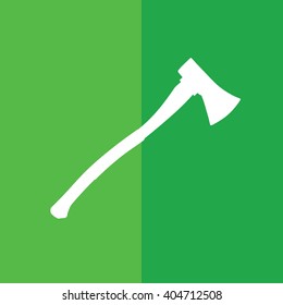 White axe silhouette vector illustration. Green background