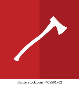 White axe silhouette vector illustration. Red background