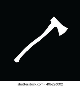 White axe silhouette vector illustration. Black background