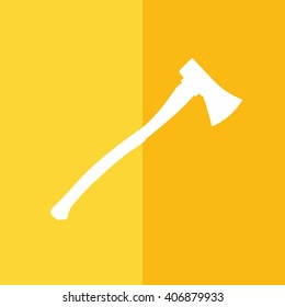 White axe silhouette vector illustration. Yellow background