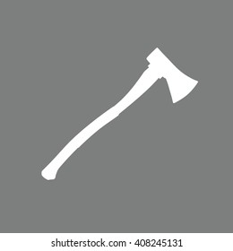 White axe silhouette vector illustration. Gray background
