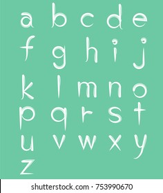 White  A B C D E F G H I J K L M N O P Q R S T U V W X Y X Z Text in dry brush free hand Style on Blue