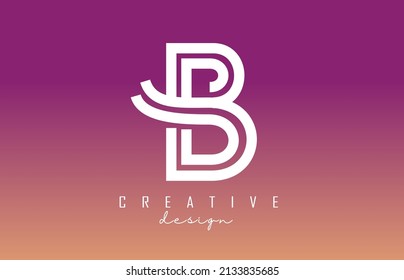 Vector monograma de la letra B blanca. Icono de letra B creativa con fondo de degradado de color. Ilustración con letra.