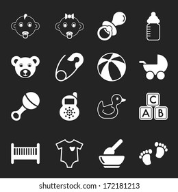 Collection Cute Baby Icons Stock Vector (Royalty Free) 172444139