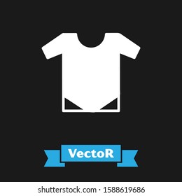 White Baby onesie icon isolated on black background. Baby clothes symbol. Kid wear sign.  Vector Illustration