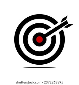 White back arrow on red target icon