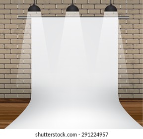   White backdrop  with brick wall Vector illustration