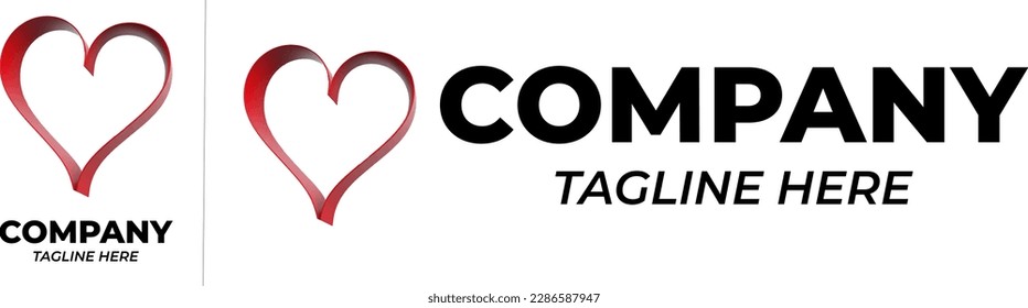 White background with 3D heart logo. Perfect for churches, hospitals, social projects, as well as romantic projects